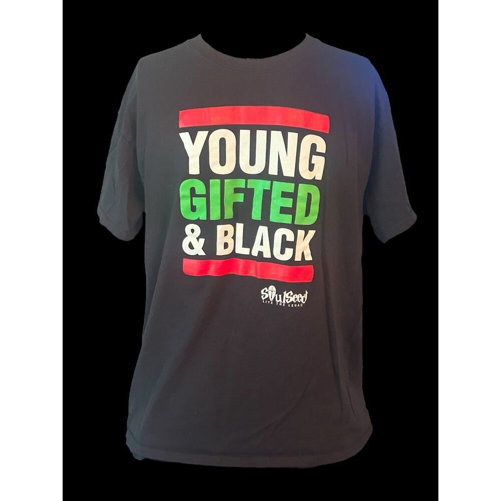 Young Gifted & Black Mens‎ Large Black Crewneck T-Shirt